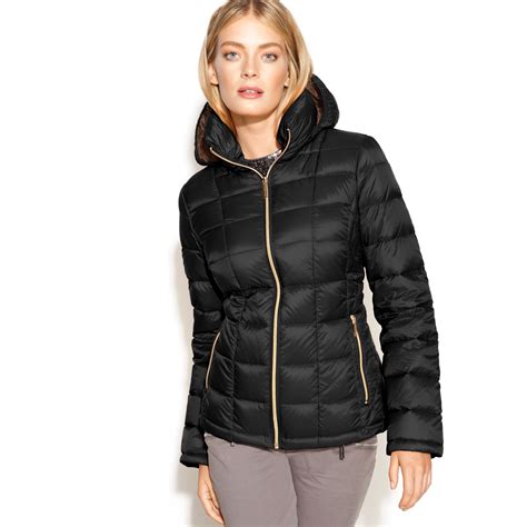 michael kors packable hooded puffer coat|michael kors puffer jacket packable.